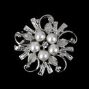 Wedding Bridal Women's Faux Pearl Flower Brooch Pin Gift Silver