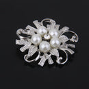 Wedding Bridal Women's Faux Pearl Flower Brooch Pin Gift Silver
