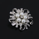 Wedding Bridal Women's Faux Pearl Flower Brooch Pin Gift Silver