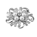 Wedding Bridal Women's Faux Pearl Flower Brooch Pin Gift Silver