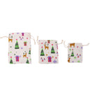 10x Linen Jute Sack Jewelry Pouch Drawstring Gift Bags Xmas Pattern Favour Christmas
