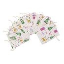 10x Linen Jute Sack Jewelry Pouch Drawstring Gift Bags Xmas Pattern Favour Christmas