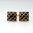 Mens Shirt Square Grid Cufflinks Wedding Party Gift Cufflinks Gold Black