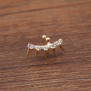 Fashion Punk Rhinestone Cartilage Ear Cuff Wrap Clip on Spike Earring Gold