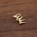 Fashion Punk Rhinestone Cartilage Ear Cuff Wrap Clip on Spike Earring Gold