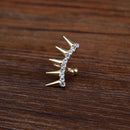 Fashion Punk Rhinestone Cartilage Ear Cuff Wrap Clip on Spike Earring Gold