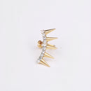 Fashion Punk Rhinestone Cartilage Ear Cuff Wrap Clip on Spike Earring Gold