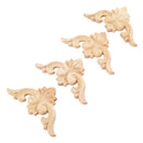 4pcs 6*6cm European Style Wood Carved Corner Onlay Applique Furniture Unpai T5X4