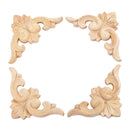 4pcs 6*6cm European Style Wood Carved Corner Onlay Applique Furniture Unpai T5X4