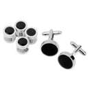 Men Silver Black Color Tuxedo Cufflink Formal Dress Shirt Cuff Links Collar Button