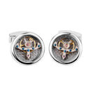 1 Pair Mens Shirt Cufflinks Round Watch Movement Cuff Links - Silver