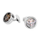 1 Pair Mens Shirt Cufflinks Round Watch Movement Cuff Links - Silver