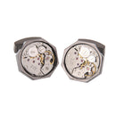 Mens Shirt Cufflinks Business Suit Round Watch Movement Cuff Links Wedding