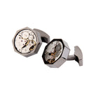 Mens Shirt Cufflinks Business Suit Round Watch Movement Cuff Links Wedding