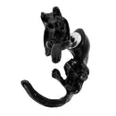 Ear Stud Alloy Black 3D Front Back Animal Cat Piercing Earrings for Women