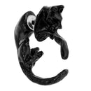 Ear Stud Alloy Black 3D Front Back Animal Cat Piercing Earrings for Women