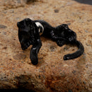 Ear Stud Alloy Black 3D Front Back Animal Cat Piercing Earrings for Women