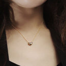 Love Heart Pendant Necklace Present Gift Jewelry - Gold