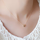 Love Heart Pendant Necklace Present Gift Jewelry - Gold
