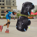 6pcs Skating Roller Elbow Knee Wrist Gear Guard Black Blue Size S