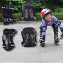 6pcs Skating Roller Elbow Knee Wrist Gear Guard Black Blue Size S
