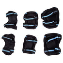 6pcs Skating Roller Elbow Knee Wrist Gear Guard Black Blue Size S