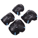 6pcs Skating Roller Elbow Knee Wrist Gear Guard Black Blue Size S