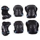 6pcs Skating Roller Elbow Knee Wrist Gear Guard Black Blue Size S