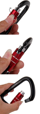 Self Locking Mountaineering Climbing Carabiner 26KN - Black Red