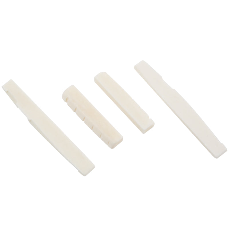 2 Sets of 4pcs 6 String Acoustic Guitar Bone Bridge Saddle and Nut Made of