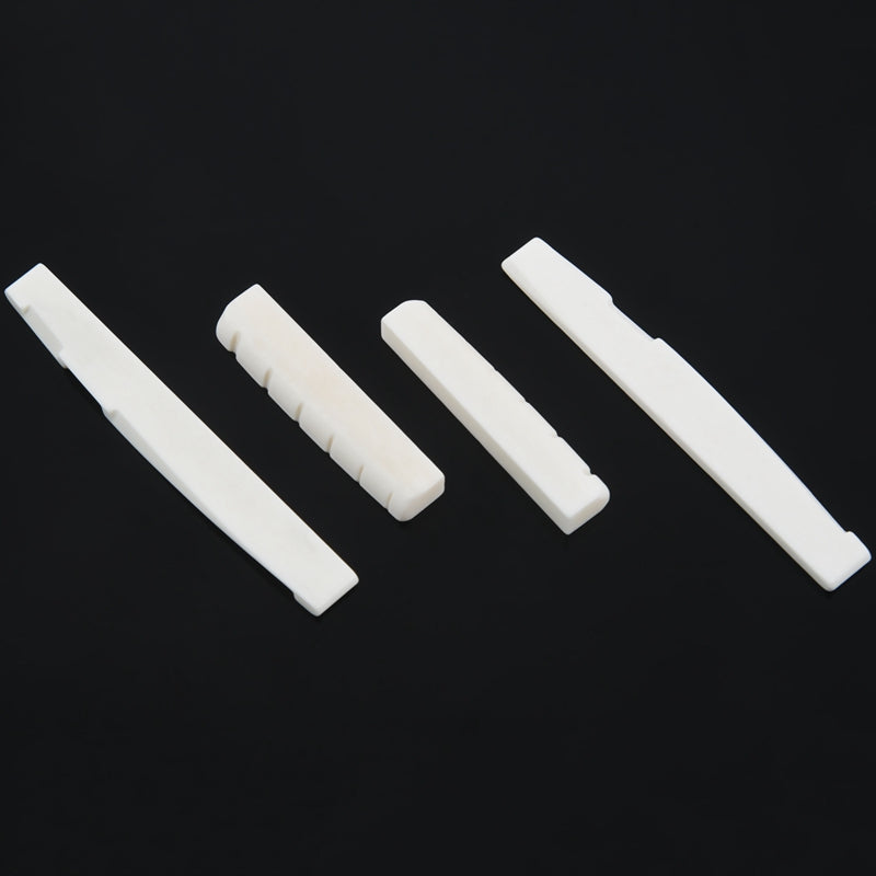 2 Sets of 4pcs 6 String Acoustic Guitar Bone Bridge Saddle and Nut Made of