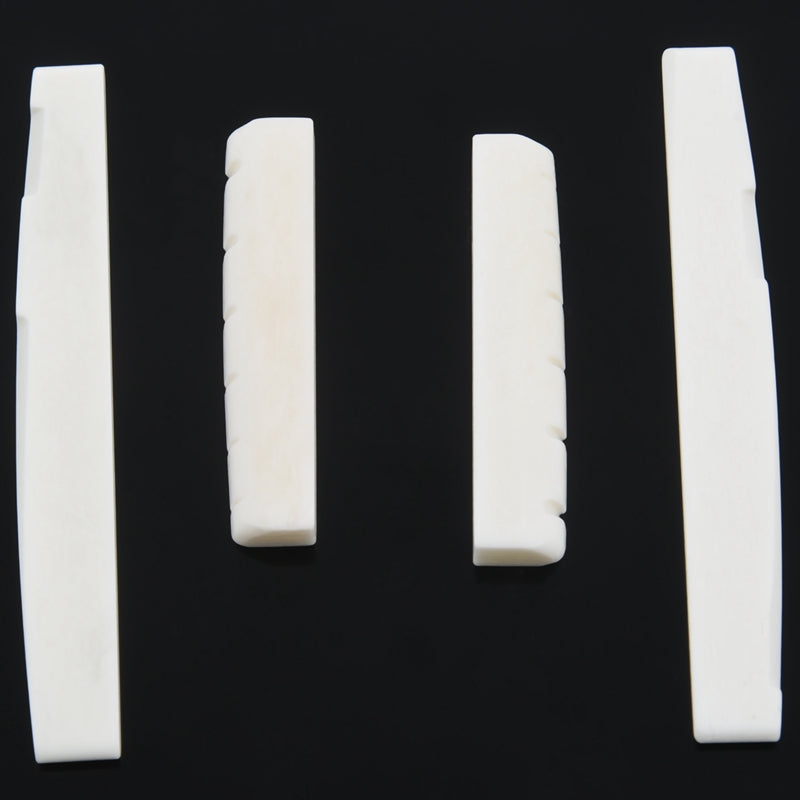 2 Sets of 4pcs 6 String Acoustic Guitar Bone Bridge Saddle and Nut Made of