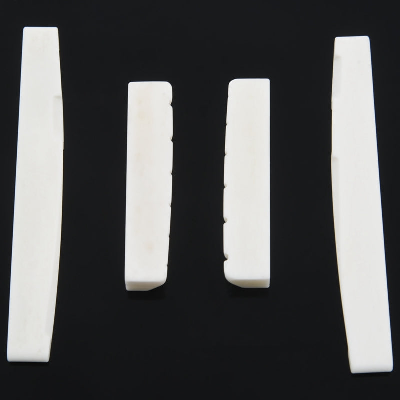 2 Sets of 4pcs 6 String Acoustic Guitar Bone Bridge Saddle and Nut Made of