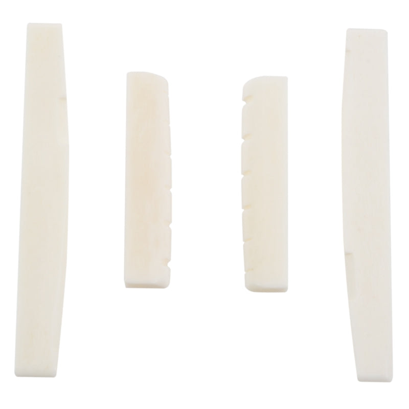 2 Sets of 4pcs 6 String Acoustic Guitar Bone Bridge Saddle and Nut Made of