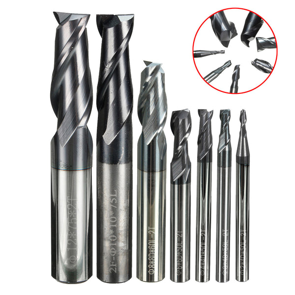 7pcs 2-12mm Solid Carbide Milling Cutter 2 Flute Slot Drills 2/3/4/6/8/10/12mm Milling Cutter CNC Tool