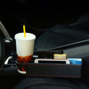 Detachable Car Seat Crevice Gap Storage Box Organizer Leather Cup Holder Double Sided Installation