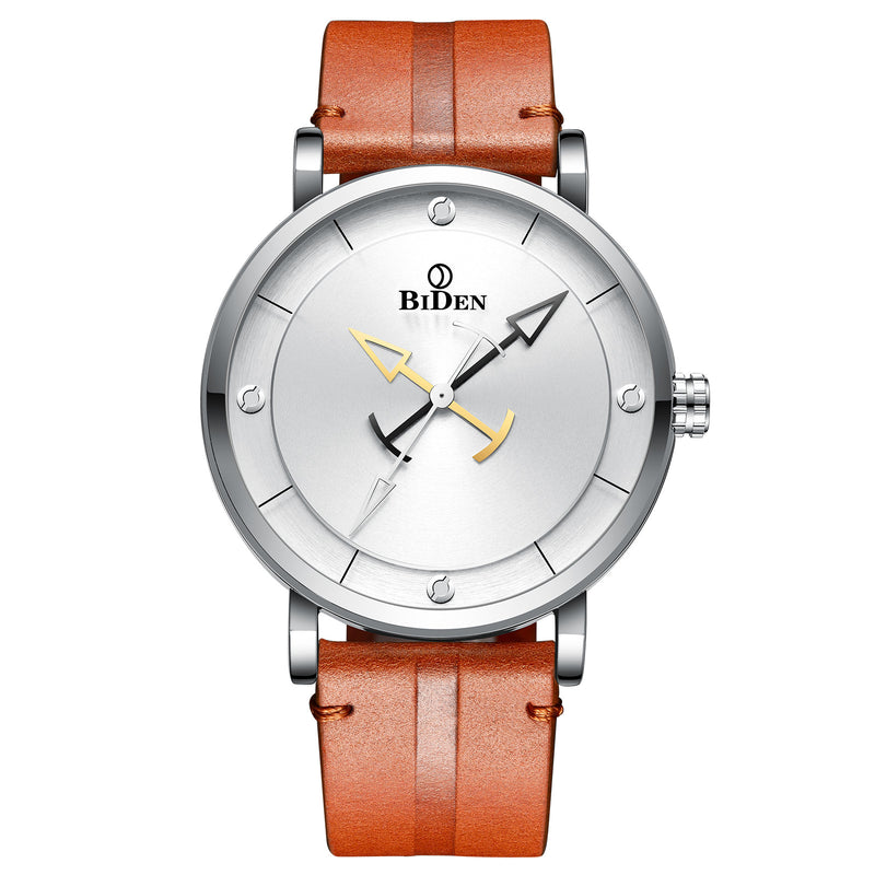 BIDEN 0161 Casual Style Men Wrist Watch Leather Strap 3ATM Waterproof Quartz Watches