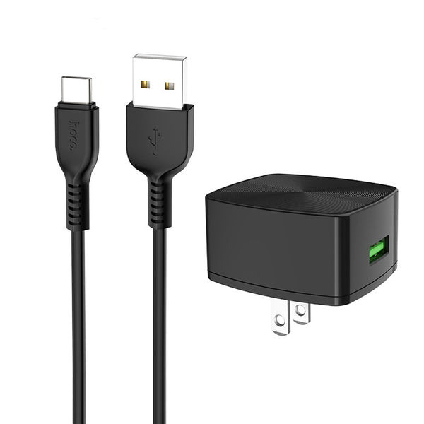 HOCO C70 US QC 3.0 Charger Power Adapter With Type C Cable for Tablet Smartphone