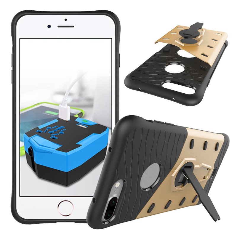Rotating Kickstand Hybrid Plastic Silicone Case For iPhone 7 Plus/8 Plus