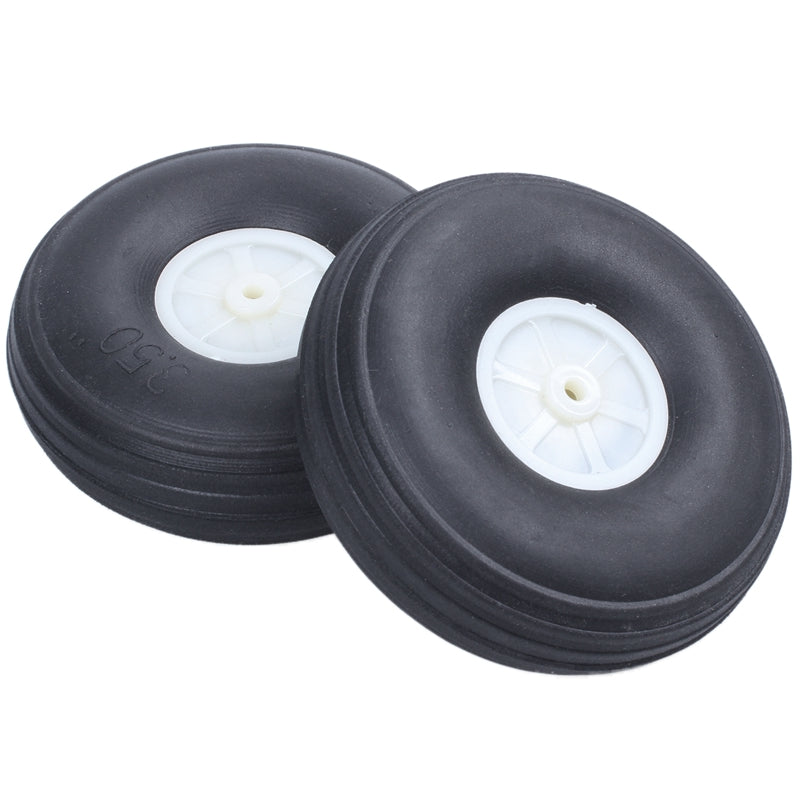 3.5 Inch RC Airplane Black PU Tire Wheel With Beige Plastic Hub Super Light O6E8