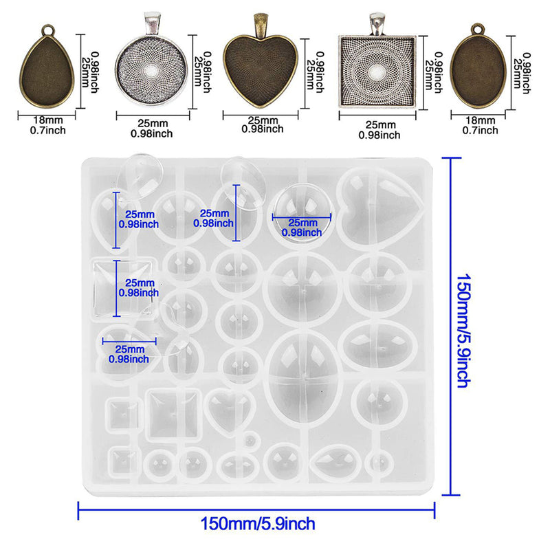 31pcs Silicone Molds Pendant Trays Jewelry Molds For DIY Jewelry Craft Making