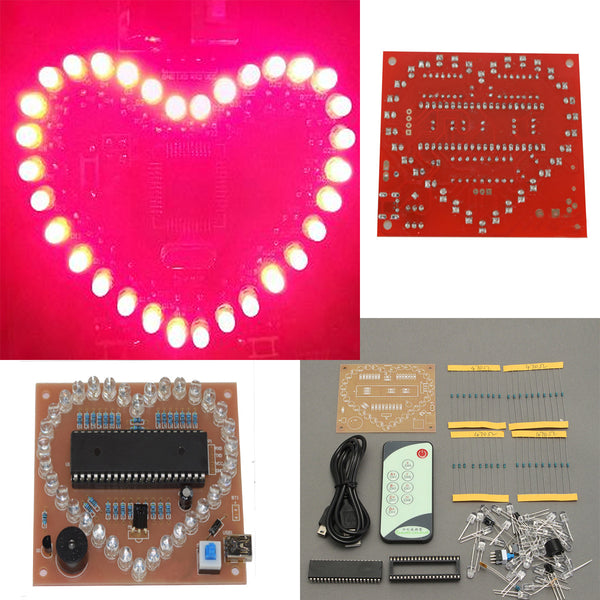 51  Pink LED Light Love Heart Shape DIY Kit