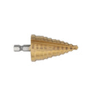 Drillpro 2pcs HSS Titanium Coated Step Cone Drill Bit 3/16-7/8 and 1/4-1-3/8 Inch Hex Shank Hole Cutter