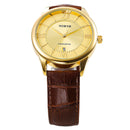 NORTH 6019 Men Watch Business Leather Strap Simple Dial Male Quartz Wrist Watch