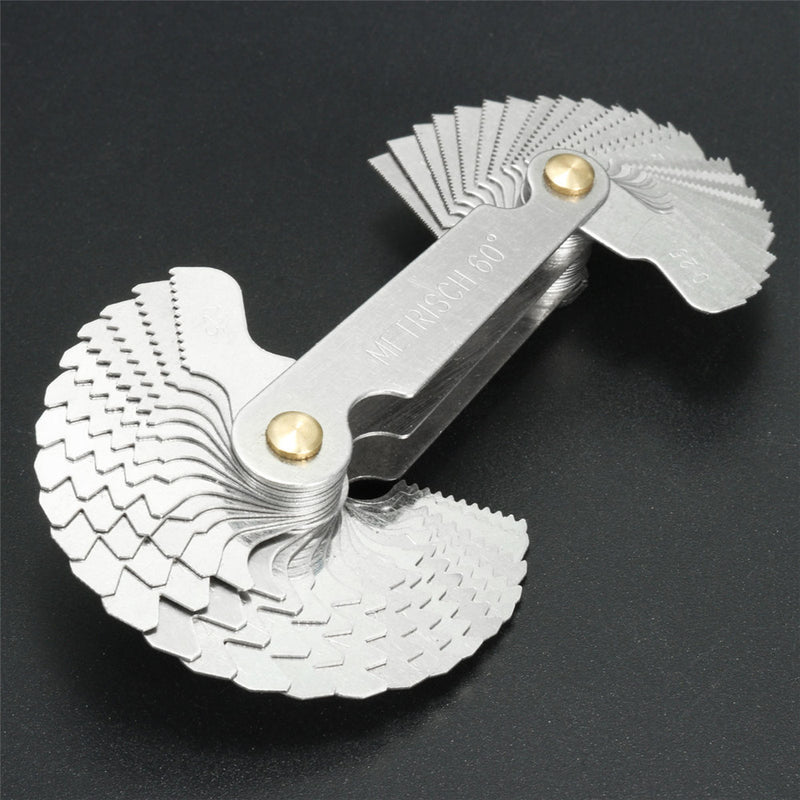 52 Blades Metric Whitworth 55/60 Screw Pitch Thread Measuring Gauge Checker