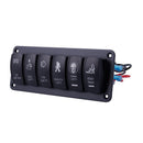 Red Car Marine Boat 6-Gang Waterproof Circuit LED Rocker Switch Panel Break