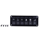 Red Car Marine Boat 6-Gang Waterproof Circuit LED Rocker Switch Panel Break