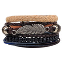 Multi Layer Leaves Bracelet Handmade Leather Bracelet Retro Style Bracelet For Men