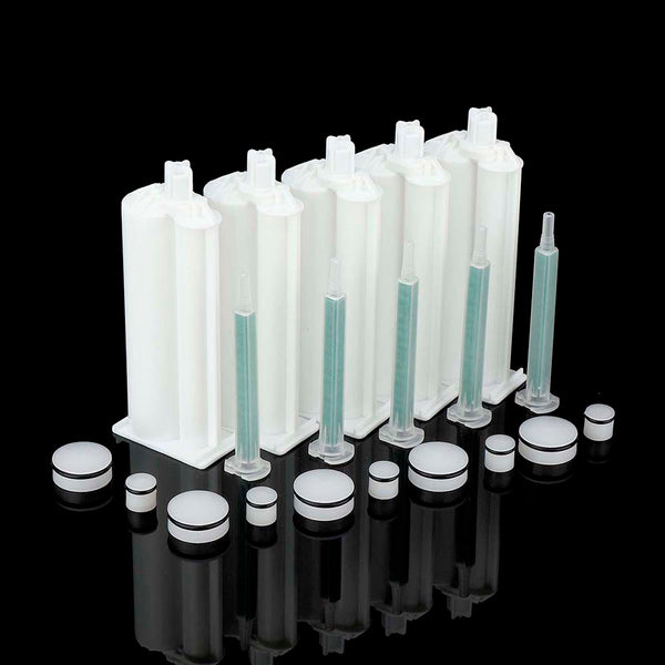 5Pcs/set 50ml 4:1 AB Glue Tube Dual Glue Cartridge Two Component Dispenser Tube with Mixing Tube Mixing Syringe for Industrial Glue Applicator