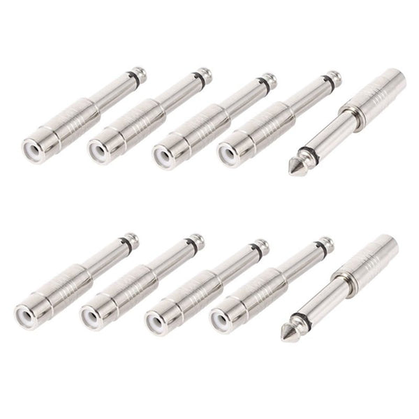 10 Pcs 0.6cm Mono Audio Male Plug to RCA Female Jack Connectors Adapter V1H2